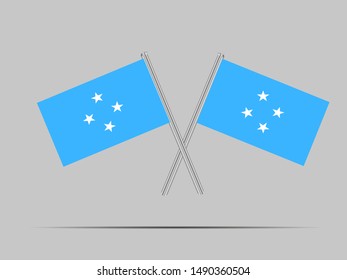 Two metall flagpole with National flag of Federated States of Micronesia. original colors and proportion. Simply vector illustration, from countries flag set.