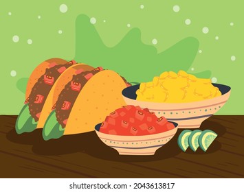 two mexican tacos and ingredients