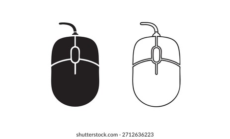 Dos ratones con un diseño en blanco y negro. Un ratón está a la izquierda y el otro a la derecha