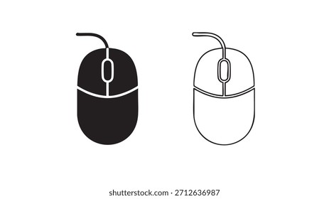 Dos ratones con un diseño en blanco y negro. El ratón de la izquierda tiene una cabeza negra y un cuerpo negro