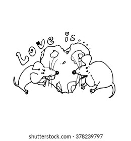 Two mice lovers eating cheese