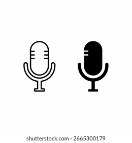 Dois ícones de microfone são mostrados, um contornado e um preenchido em preto.
