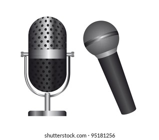 two microphone isolated over white background. vector illustration