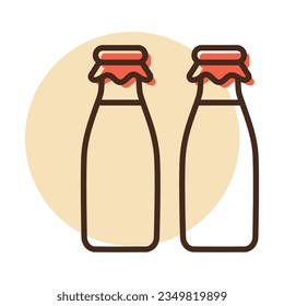 Icono vectorial de dos botellas de leche. Signo de producto lácteo. Símbolo gráfico para cocinar diseño de sitio web y aplicaciones, logotipo, aplicación, interfaz de usuario