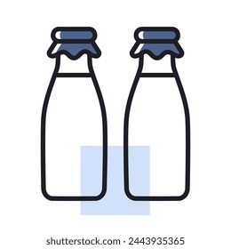 Two milk bottle vector icon. Dairy product sign. Graph symbol for cooking web site and apps design, logo, app, UI