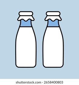 Two milk bottle vector icon. Dairy product sign. Graph symbol for cooking web site and apps design, logo, app, UI