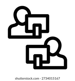 Dos iconos humanos abstractos minimalistas dispuestos verticalmente, que representan a usuarios, jugadores, miembros del equipo o conexiones sociales.