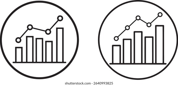 Two minimalist bar chart illustrations representing data analysis and business growth