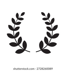 Two minimalist black leafy branches crossed in symmetrical design