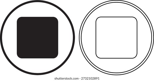Two minimalist circular frames with contrasting black and white squares inside for modern design