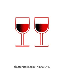 Two minimalist flat red glass on a white background.