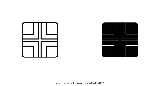 Duas formas geométricas minimalistas com linhas de interseção em preto e branco, representando o design moderno e a simetria.