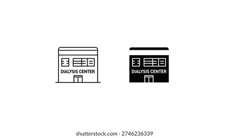 Two minimalist line drawings of real estate rental offices side by side