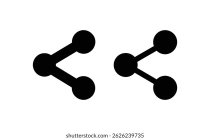 Zwei minimalistische Share-Symbole mit verbundenen Knoten und Linien, schwarz auf transparentem Hintergrund dargestellt, vermitteln Verbindung.