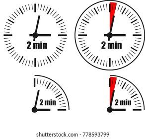 Two Minute Clock On White Background