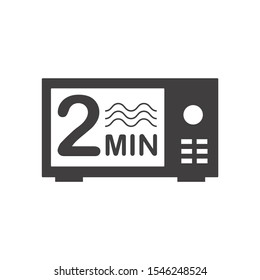 Two minute icon. Cook in microwave sign. Heat 1 minute.