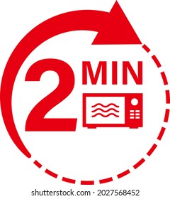 Two Minutes Icon. Cook In Microwave Sign. Heat 2 Minutes.