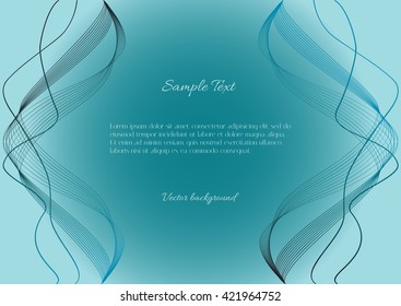 Two mirror running abstract waves. Abstract blue background with curved blue and dark lines. Beautiful abstract background for text or labels