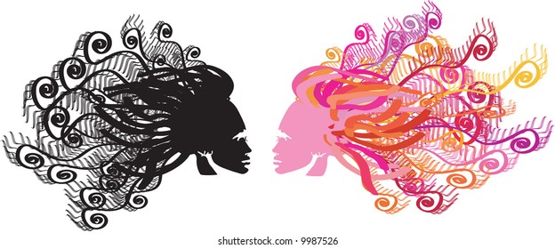 two mirror vector heads