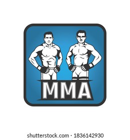 emblema del logo de dos combatientes de la MMA en pie.
