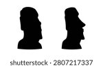 Two Moai Head Silhouettes Depicting Ancient Statues Against A White Background Silhouette easter island rapa nui