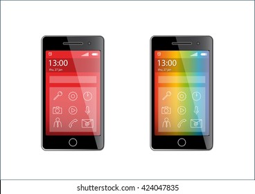 two mobile phones on a white background