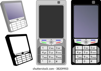 Two mobile phones, one cartoon and one realistic.