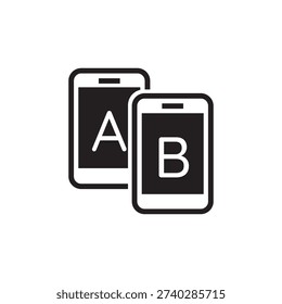 Two mobile screens with A and B labels representing marketing split testing.