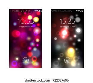 Two mobile wallpapers. Abstract blurry background. Mobile interface. Vector illustration.