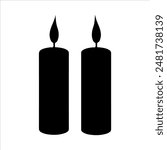 Two modern candle silhouette isolated on white background. Candle icon vector illustration design.