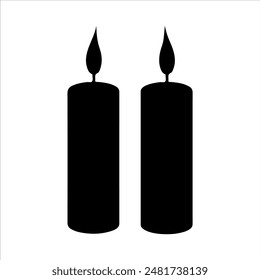 Two modern candle silhouette isolated on white background. Candle icon vector illustration design.