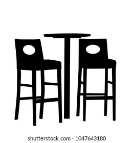 Two modern chairs and round table on white background, vector illustration