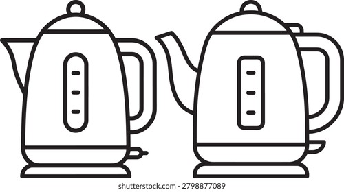 Two modern electric kettles for heating water.