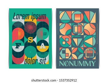 Two Modern Geometric art posters template. Vector illustration.