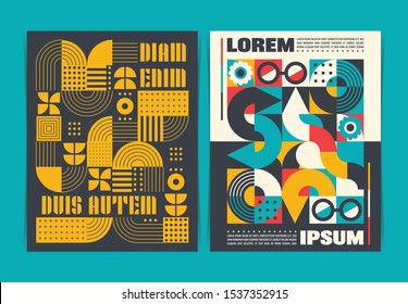 Two Modern Geometric art posters template. Vector illustration.