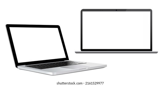 Two modern laptops with blank screens mockup for showcasing web projects.