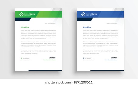 two modern letterhead template design for business identity