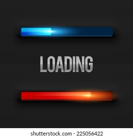 Two modern preloaders or progress loading bars. Vector illustration.