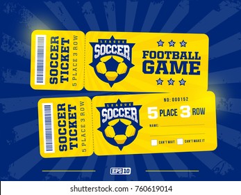 two modern professional design of football tickets in blue and yellow theme.