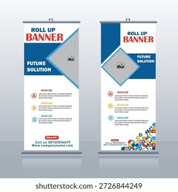 dois designs modernos de banner roll-up exibidos lado a lado