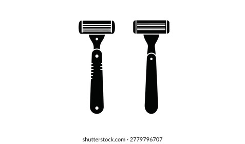 Two modern safety razors in black silhouette high quality professional