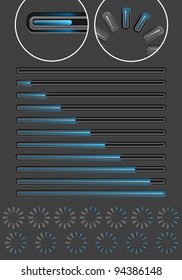 Two modern vector loading bars in several positions