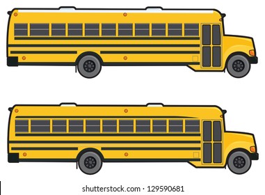 Two modern yellow school buses shown as a profile.