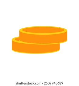 Two money coin flat design vector illustration, gold coin flat icon, golden coins clip art