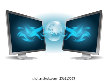 Two monitors. Computer connect concept Two monitors. Computer connect concept