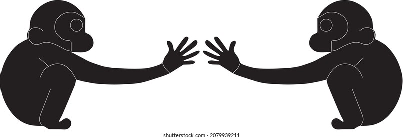 Two monkeys play. Vector picture.