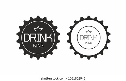 Two Monochrome Bottle Caps. Isolated On White Background. Top View