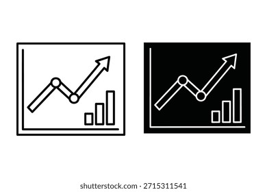 Dois Gráficos de Linhas Monocromáticos e de Barras em Contorno e Estilos Sólidos