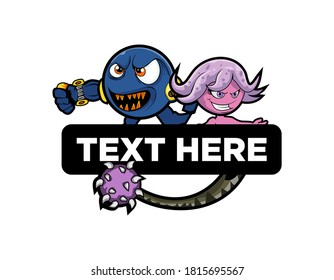 Two Monsters Cartoon Mascot Logo Template for Gaming and E Sports
