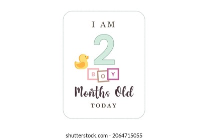  I am two months old today. greeting card, vector illustration design
